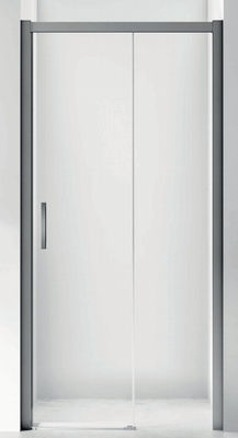 Aluminio, negro mate, puerta con telón, baño, ducha.